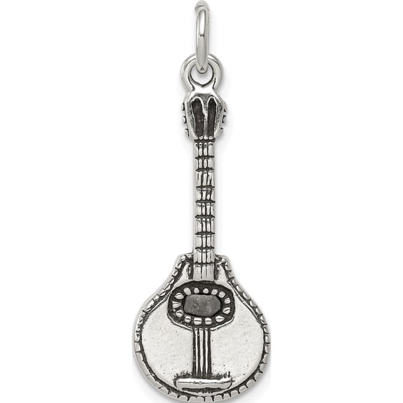 Sterling Silver Antiqued Mandolin Charm Casted Polished 3-D Stunning Timeless Treasure-worthy Designed for those who cherish timeless beauty