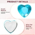 thumbnail image 2 of Paquete de 50 Strass en Forma de Corazón, Pegatinas de Strass de Acrílico de 18mm para Manualidades/Pintura/Joyería, Gemas Plásticas de Respaldo Plano [Azul Agua], 2 of 6