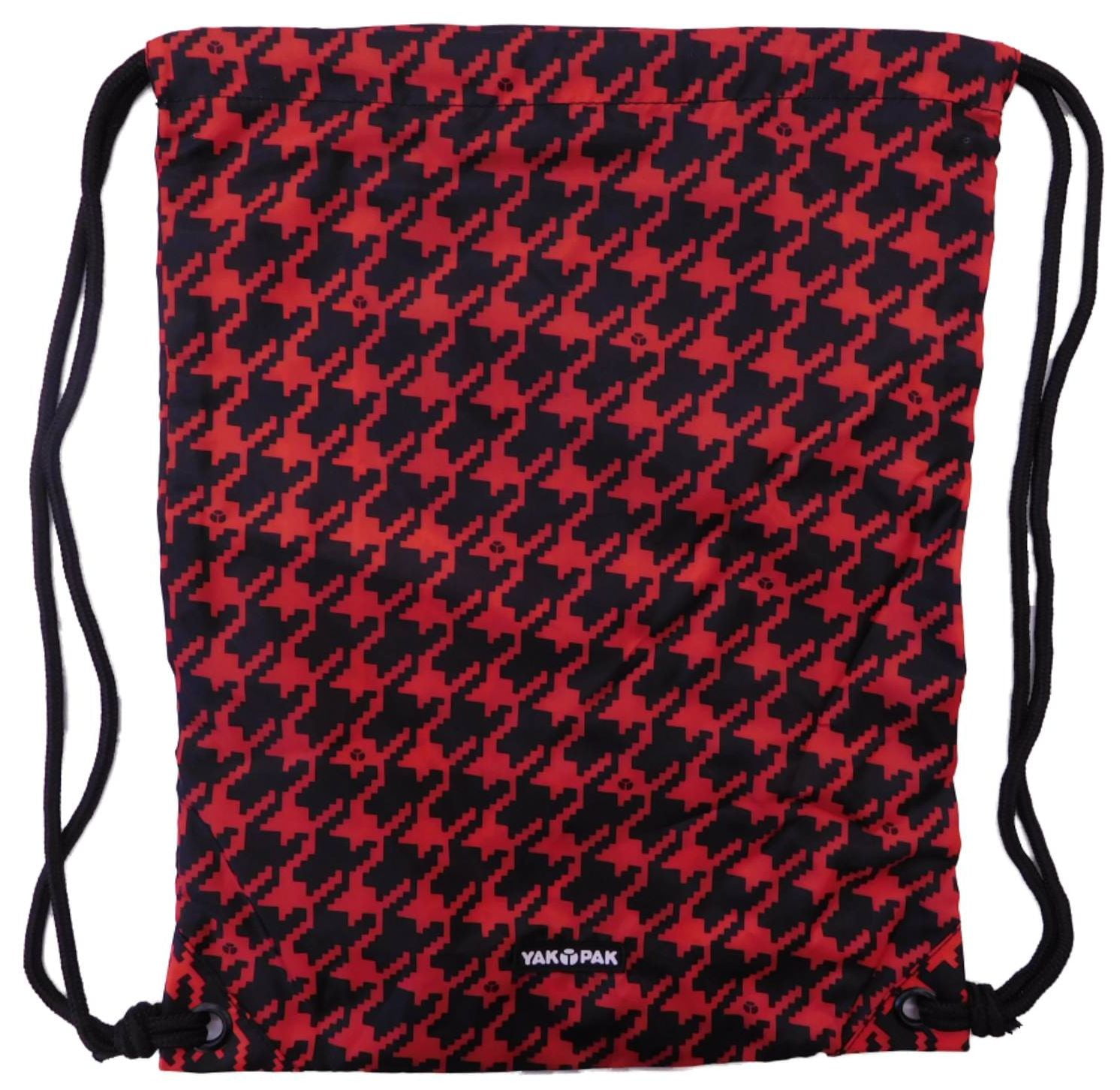 Carrysack Sack Red & Black Houndstooth Cinch Bag Tote - Walmart.com