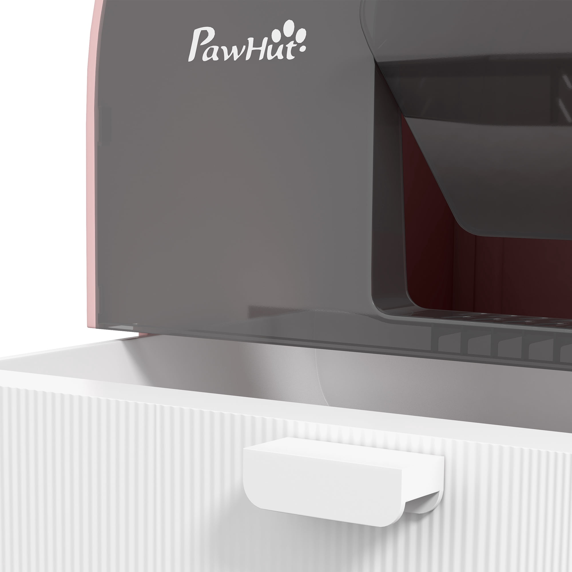PawHut Cat Litter Box with Lid with Scoop and Filter, Pink