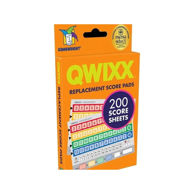 Tarjetas de puntuación de repuesto para Gamewright Qwixx Game, paquete de 1