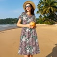 thumbnail image 4 of Balery Rose Flowers Pattern Womens Dresses Loose Short sleeve Sundresses Swimsuit Coverup 2025 Summer Casual Dress for Women - A-Line Swing Dress, 4 of 6