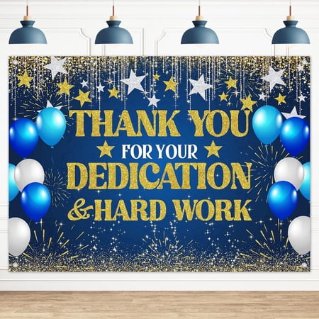 7x5FT Thank You for Your Dedication and Hard Work Backdrop Thank You for All You Do Background for Employee Staff Appreciation Week Party Decorations Banner Photo Booth Props