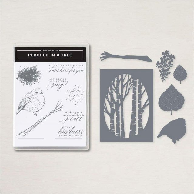 English/German/French Perched in A Tree Stamps and Aspen Tree Bird Scrapbooking DIY Card Making Design Greetings Decorative Template Machine Supplies, (English, only Cutting Dies)