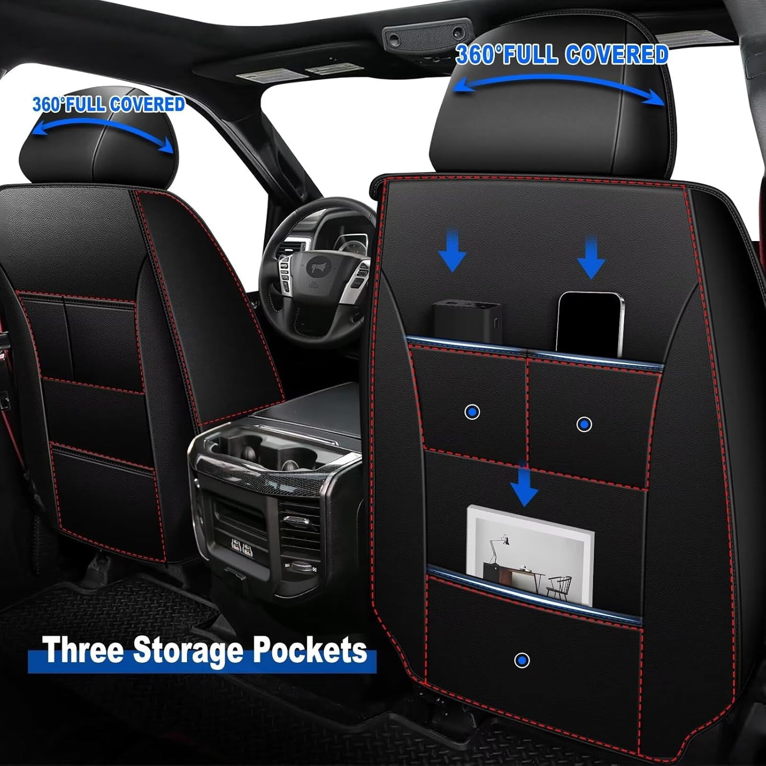 DIKSOAKR Seat Covers Fit for 2015-2024 2025 Chevrolet Chevy Colorado Crew Cab Z71 LT ZR2 Custom Leather Truck Seat Covers
