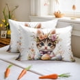 thumbnail image 2 of Easter Decorative Throw Pillow Covers 12x20 Inch Set of 2 Cute Cat Home Decor Pillow Cases for Couch, Easter Egg Flower Cushion Case for Living Room Bedroom Bed Car Chair, 2 of 9