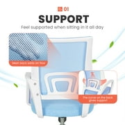 NEO CHAIR Office Computer Chair Ergonomic Mid-Back Mesh Desk Chair, Skyblue