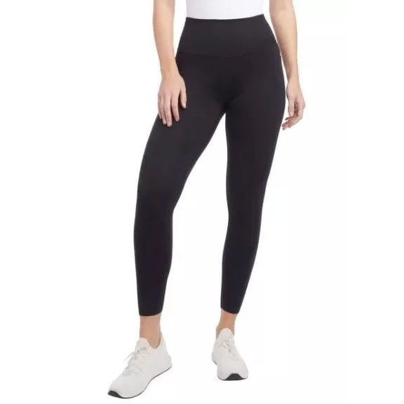 Danskin Women's Brushed Leggings, Side Pockets, Breathable Stretch, Black, Medium