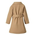 thumbnail image 4 of CUZIBR Girls Wool Overcoat Solid Color Long Sleeve Dress Coat Button Peacoat Notch Lapel Outerwear With Belt Pockets Winter Thick Warm Jacket ,Khaki,3-4 Years, 4 of 8