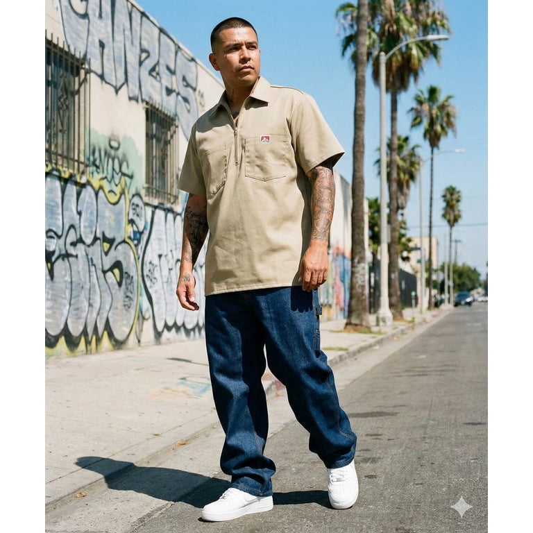 Ben Davis Short Sleeve Solid Half-Zip Shirt - Walmart.com