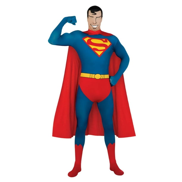 Superman 2nd Skin Bodysuit Cape Superhero Fancy Dress Up Halloween