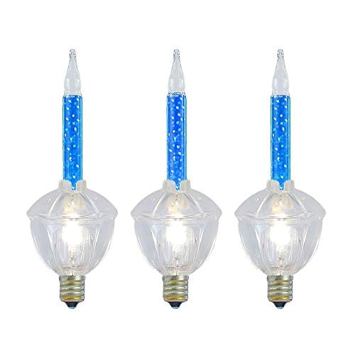 Novelty Lights Ensemble Traditionnel de Lumières à Bulles de Noël à 7 Lumières, Bleu avec Paillettes Argentées, 7 Pieds