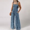 thumbnail image 2 of Women Floral Wide Leg Jumpsuit Sleeveless Square Neck Smocked Casual Summer Outfit, 2 of 6