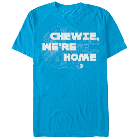 Men's Star Wars The Force Awakens Millennium Falcon Chewie We're Home Graphic Tee Turquoise Large