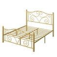 thumbnail image 5 of VECELO Full Size Metal Platform Bed Frame with Arched Headboard and Footboard, Heavy Duty Steel Slat Support, Under-Bed Storage, No Box Spring Needed, Gold, 5 of 8