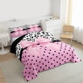 thumbnail image 3 of Castle Fairy Cartoon Pink Bow Knot Twin Comforter Sets,Black Polka Dots Bedding Set, 3 of 8