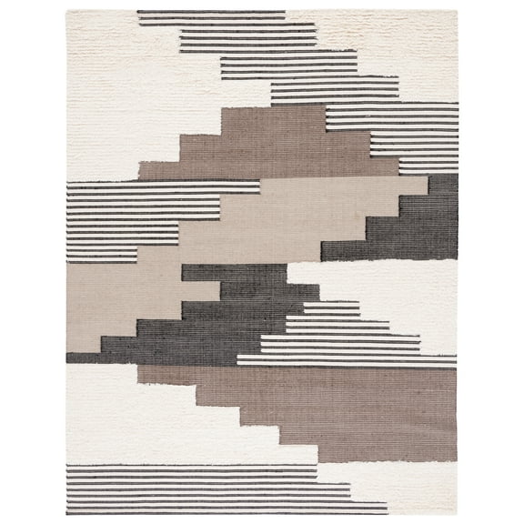 SAFAVIEH Kenya Comhgham Geometric Area Rug, Black/Ivory, 8' x 10'