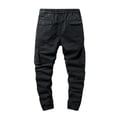 thumbnail image 4 of YUGYXL Drawstring Cargo Trousers for Men Button Zipper Training Pants with Zipper Pockets Hiking Tapered Pant Black M, 4 of 8