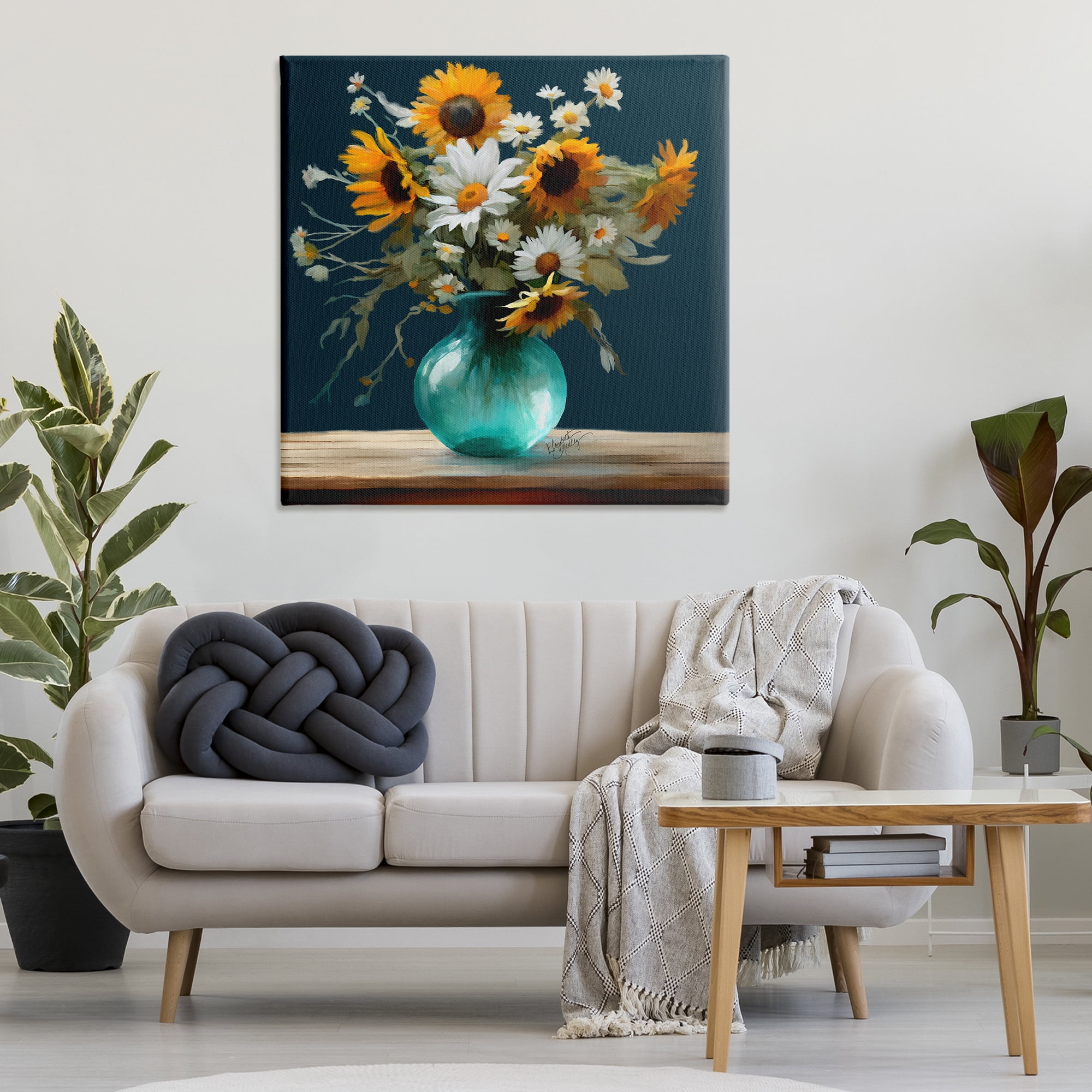 Stupell Industries Summer Sunflower Bouquet Botanical & Floral Painting Gallery Wrapped Canvas Art Print Wall Art, 36 x 36