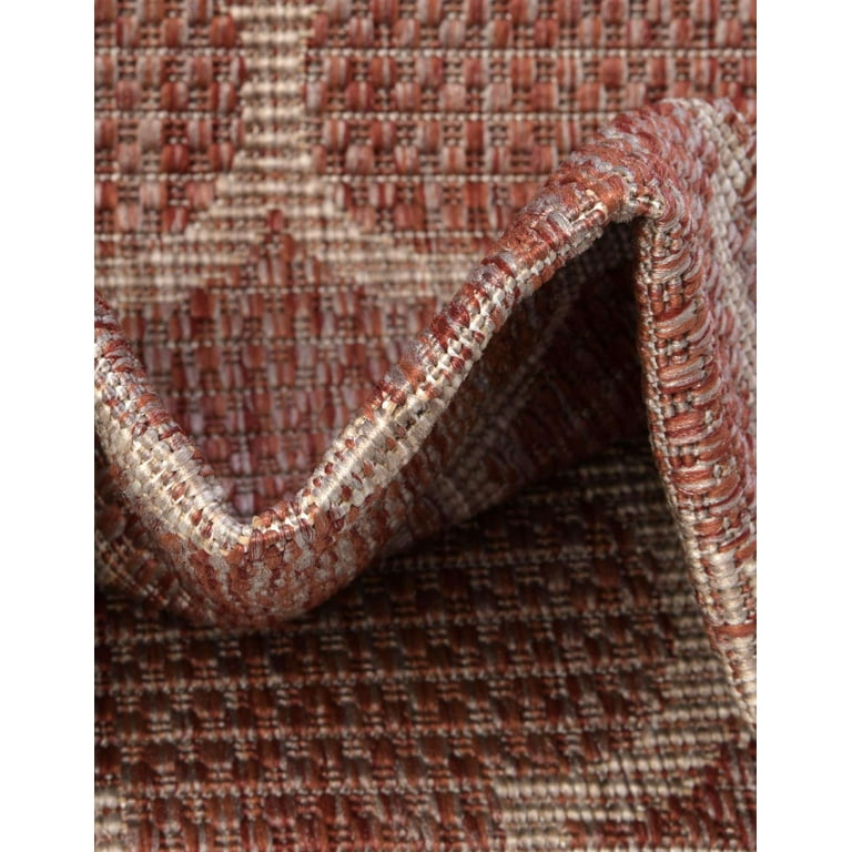 Unique Loom Outdoor Trellis Area Rug (7' x 10' - Rust Red)