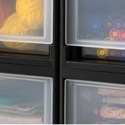 IRIS 6 Qt Stackable Storage Drawer, Plastic Drawer Organizer with Clear Doors for Pantry, Closet, Desk, 8Pk