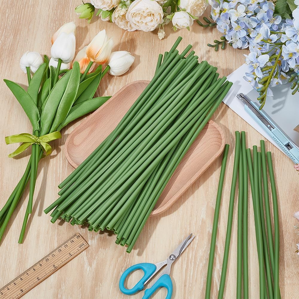 100Pcs Flower Stem Covers 12 Inch Green Tubing Roll Tubes for DIY Bundling Artificial Flowers Simulation Lotus Stem Bouquets Artificial Accessories for DIY DIY Wedding Centerpiece Bouquet