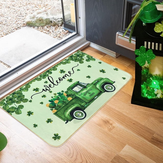 Decoraciones del Día de San Patricio Alfombra del Día de San Patricio Tres tamaños Felpudo de entrada de lana sintética Felpudo de baño antideslizante Patrón de dibujos animados Decoración del Día de