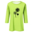 thumbnail image 3 of Ehtmsak 3/4 Sleeve Womens Plus T Shirts Sunflowers Crewneck Tunic Tops Elbow Casual Blouses Summer Plus Size Sweatshirts for Leggings Light Green M, 3 of 4