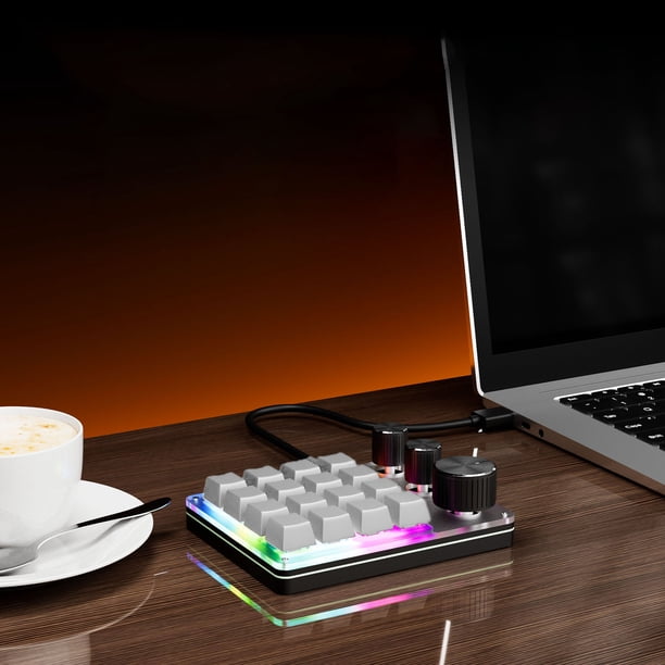 Teclado Mecánico De 16 Teclas, 3 Perillas, 2.4G, Teclados Para Juegos Con Cable, 3 Modos, Interruptor Rojo, Teclas De Acceso Directo Personalizables Con Perillas De aleación De