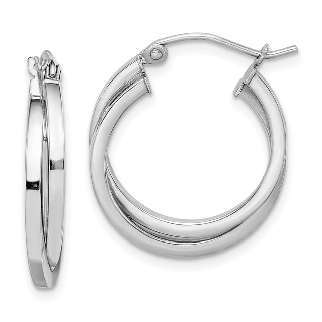 925 Sterling Silver Double Hoop Earrings Round