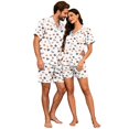 thumbnail image 4 of JULMCOMO Halloween Couples Matching Pajama Sets Cute Pumpkin Bow Print Button Down Holiday Party 2 Piece Sets Soft Comfy Shorts Pajamas Navy-Men M, 4 of 6