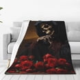 thumbnail image 4 of Salouo Elegant Rose Skull Print Bed Blankets,Flannel Blanket Comfortable Air Conditioning Blanket Lightweight Blanket for Sofa Bed Travel & Couch -50"x40", 4 of 8