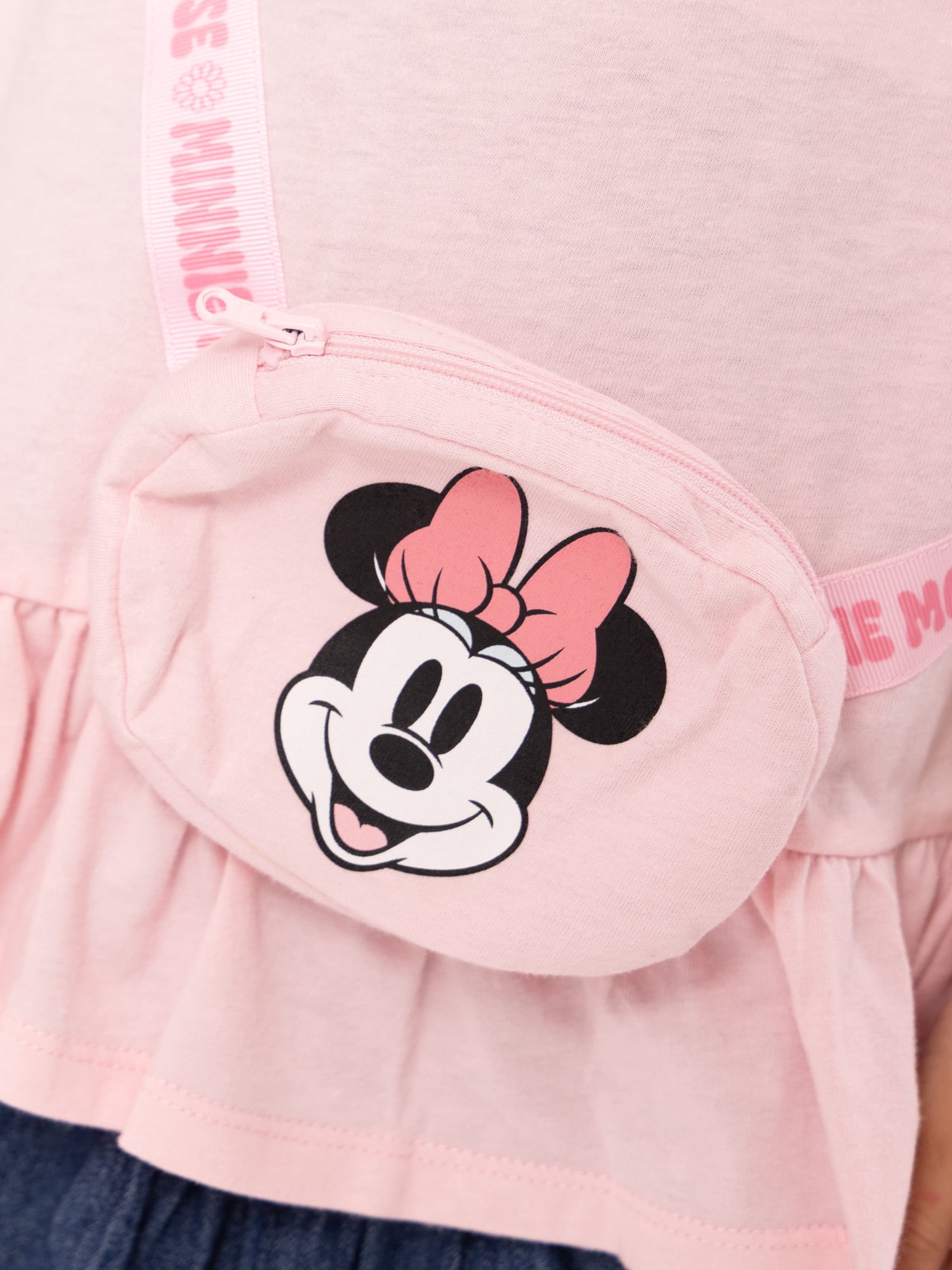 Minnie Mouse Toddler Girls Short Sleeve Peplum Tee with 3-D Bag, Sizes 12M-5T