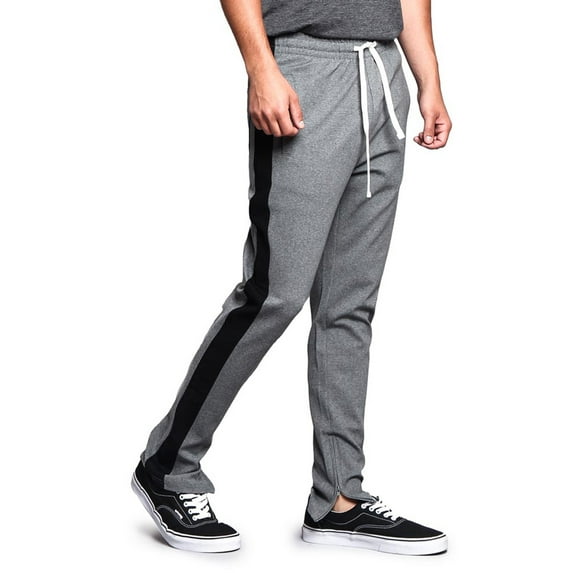 G-Style USA Men's Hip Hop Slim Fit Track Pants - Athletic Jogger with Side Stripe - Heather Gray/Black - Medium