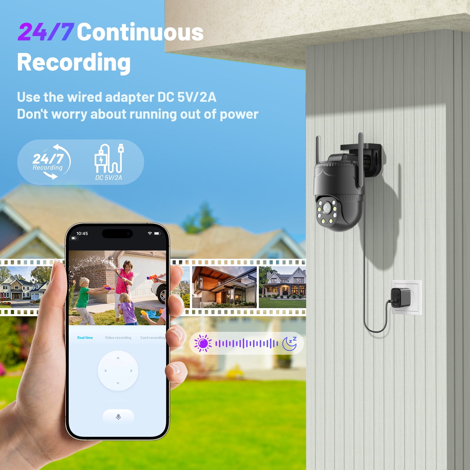 Runofast 4G LTE Cellular Security Camera Wired Indoor/Outdoor, No WiFi Security Cameras Plug-in for 24/7 Recording (Black)