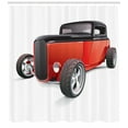 thumbnail image 3 of Ambesonne Cars Shower Curtain, Nostalgic American Wheels, 69"Wx75"L, Red Black White, 3 of 3
