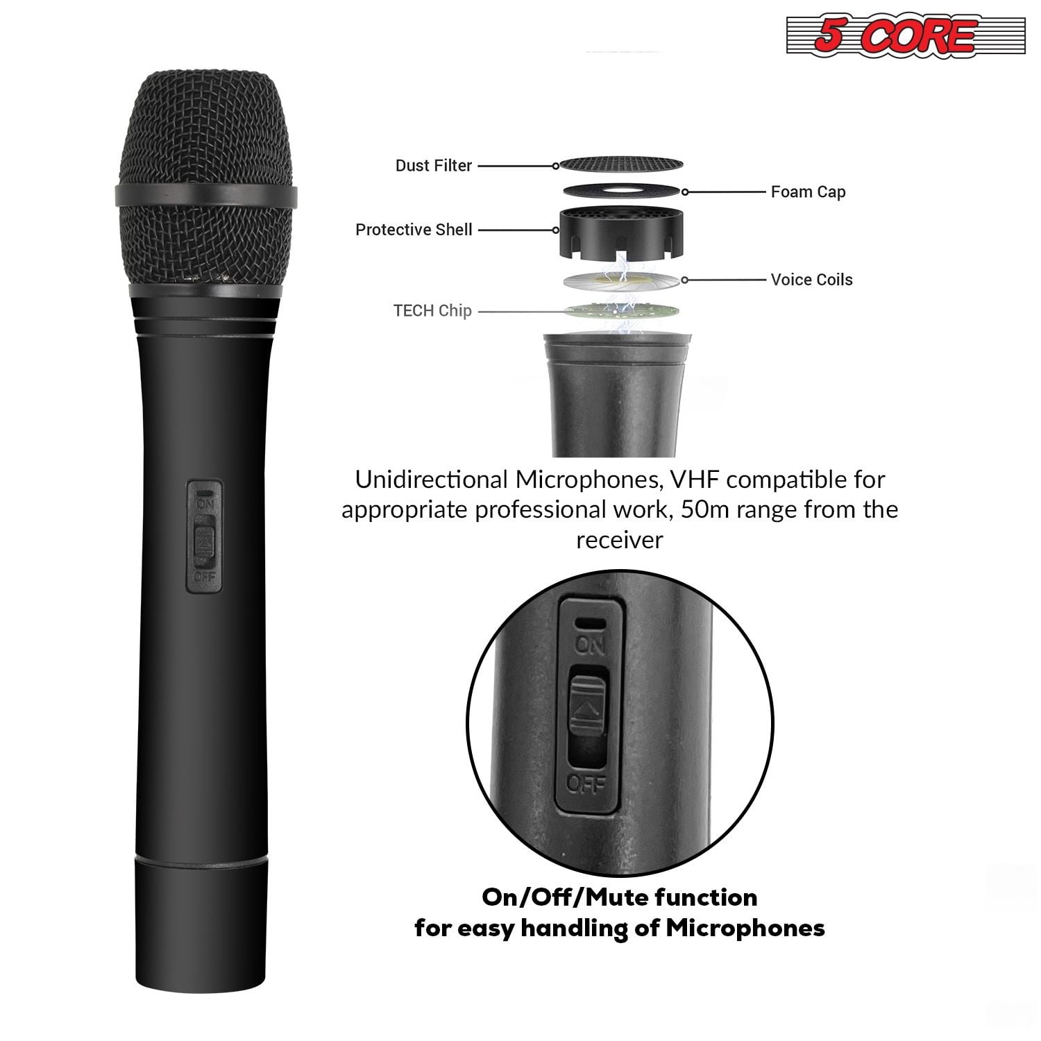 Wireless Microphone Dual Handheld Mic Cordless Receiver Dj Karaoke Singing Microphones WM 301 HC