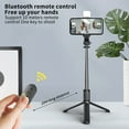 thumbnail image 3 of Universal Extendable Selfie Stick Tripod with Bluetooth Wireless Remote Control & Fill Light, Foldable Adjustable Selfie Stick Tripod Stand, Portable Selfie Phone Holder for iPhone Samsung, White, 3 of 12