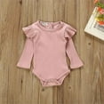 thumbnail image 6 of Infant Newborn Toddler Baby Girls Pink Ruffled Long Sleeve Romper Blue Bow Long Pants Outfits Set 6-12 Months, 6 of 12