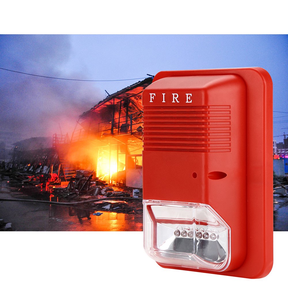 WALFRONT Fire Alarm Warning Strobe Light Fire Alarm, Sound & Light Fire