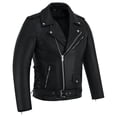 thumbnail image 3 of Men Motorcycle Brando Leather Jacket Distressed Zip Up Side Lacing Motorbike Jackets Black-52, 3 of 8