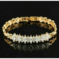 5Ct Marquise Cut Natural White Moissanite Tennis Bracelet in 14K Yellow Gold Plated