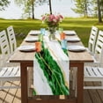 thumbnail image 4 of Marble Green 120 Inch Table Runner, Gold Foil Ceramic Style Crack Scratch Farmhouse Dresser Scarf Cotton & Linen Tablerunner for Dining/Kitchen Island/Holiday Party Décor 13" x 120", 4 of 9