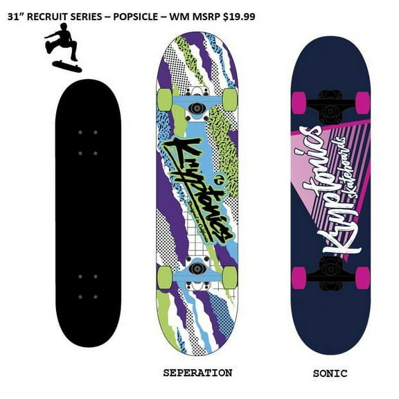 Kryptonics 30" Complete Cruiser Skateboard with Self Powered Light Up Technology