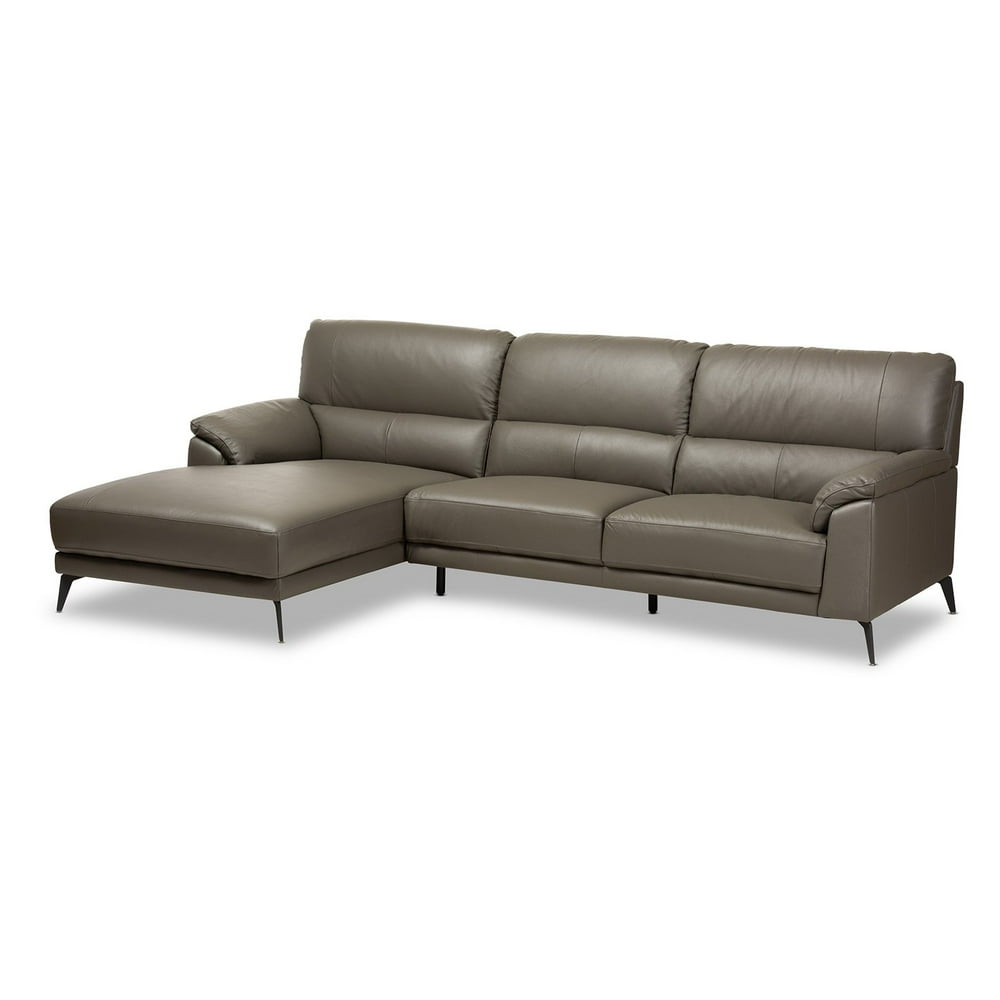 Baxton Studio Radford Modern and Contemporary Dark Grey Leather Left