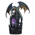 thumbnail image 3 of Green and Purple Dragon on Castle with LED Light up Wizard Fantasy Figurine New, 3 of 4