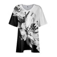 thumbnail image 4 of ADSSDQ Womens Tshirts Plus Size Short Sleeve Summer Loose Flowy Work Out Tops Gym For Women V-Neck Shirts Dressy Casual Retro Floral Blouses Sweatshirt Fall Clothes Black 5XL, 4 of 7