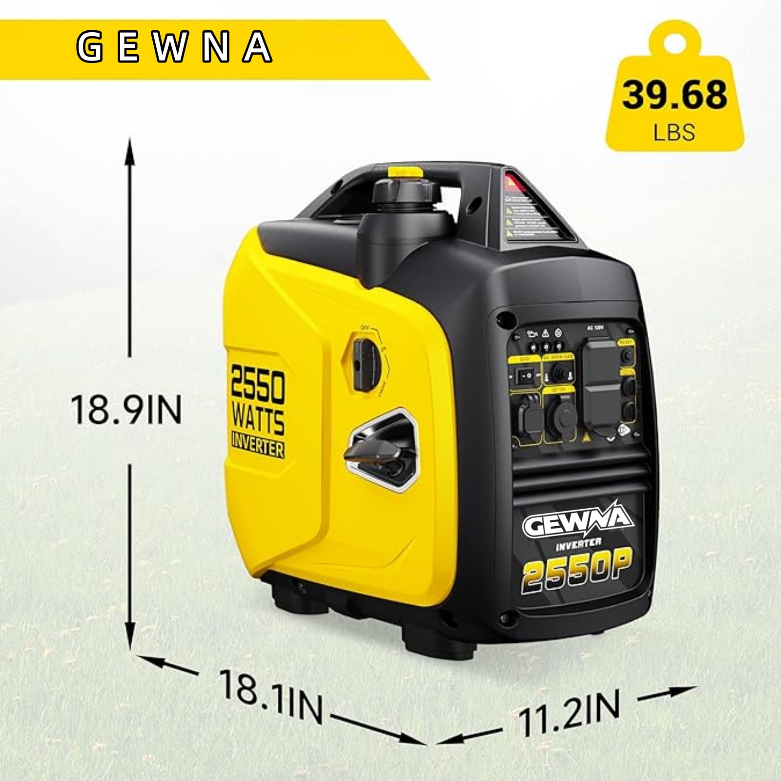 Gewna 2550W Gas Inverter Generator,Portable & Quiet,Low Oil for Home Use, Camping, Outdoor,Yellow