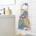thumbnail image 3 of Yayeee 2 Pack Hand Towels for Bathroom 100% Cotton 16" x 28" Soft Absorbent Kitchen Towel, Green Floral Wave, 3 of 7