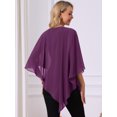 thumbnail image 6 of DARING DIVA Women's Flowy V Neck Chiffon Blouse Asymmetrical Top M Purple, 6 of 7